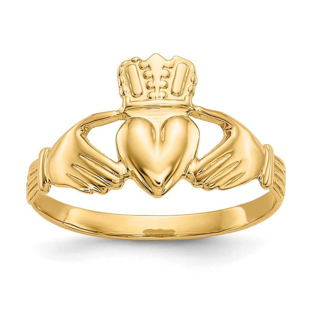 585 Gelbgold Claddagh-Ring, poliert