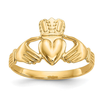585 Gelbgold Claddagh-Ring, poliert