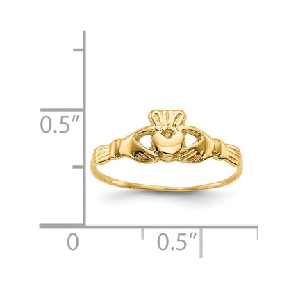 14K Gelbgold Kinder-Claddagh-Ring, poliert
