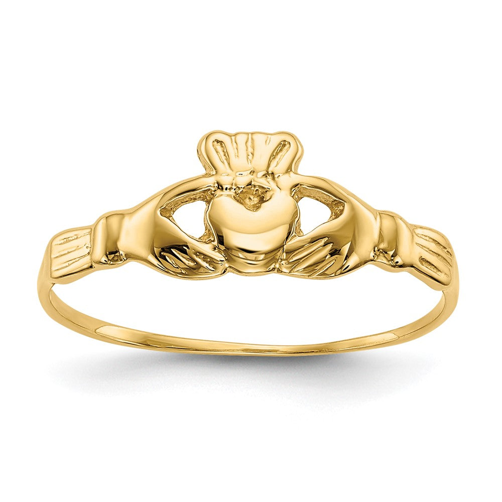 14K Gelbgold Kinder-Claddagh-Ring, poliert