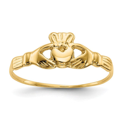 14K Gelbgold Kinder-Claddagh-Ring, poliert