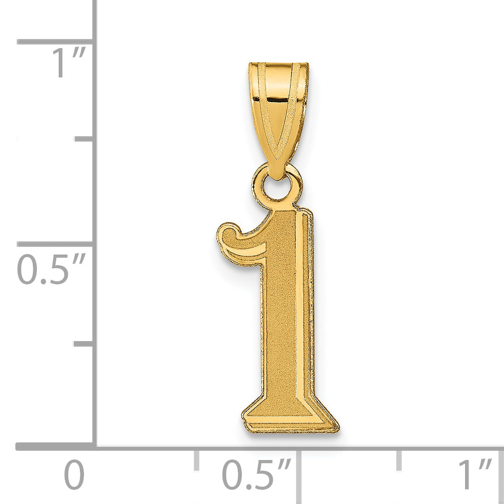 14K Gelbgold 14K Poliert Geätzt Zahl 1 Anhänger