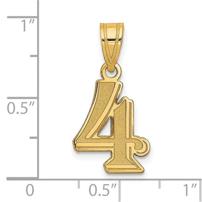 14K Gelbgold 14K Poliert Geätzt Zahl 4 Anhänger