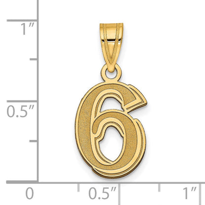 14K Gelbgold 14K Poliert Geätzt Zahl 6 Anhänger