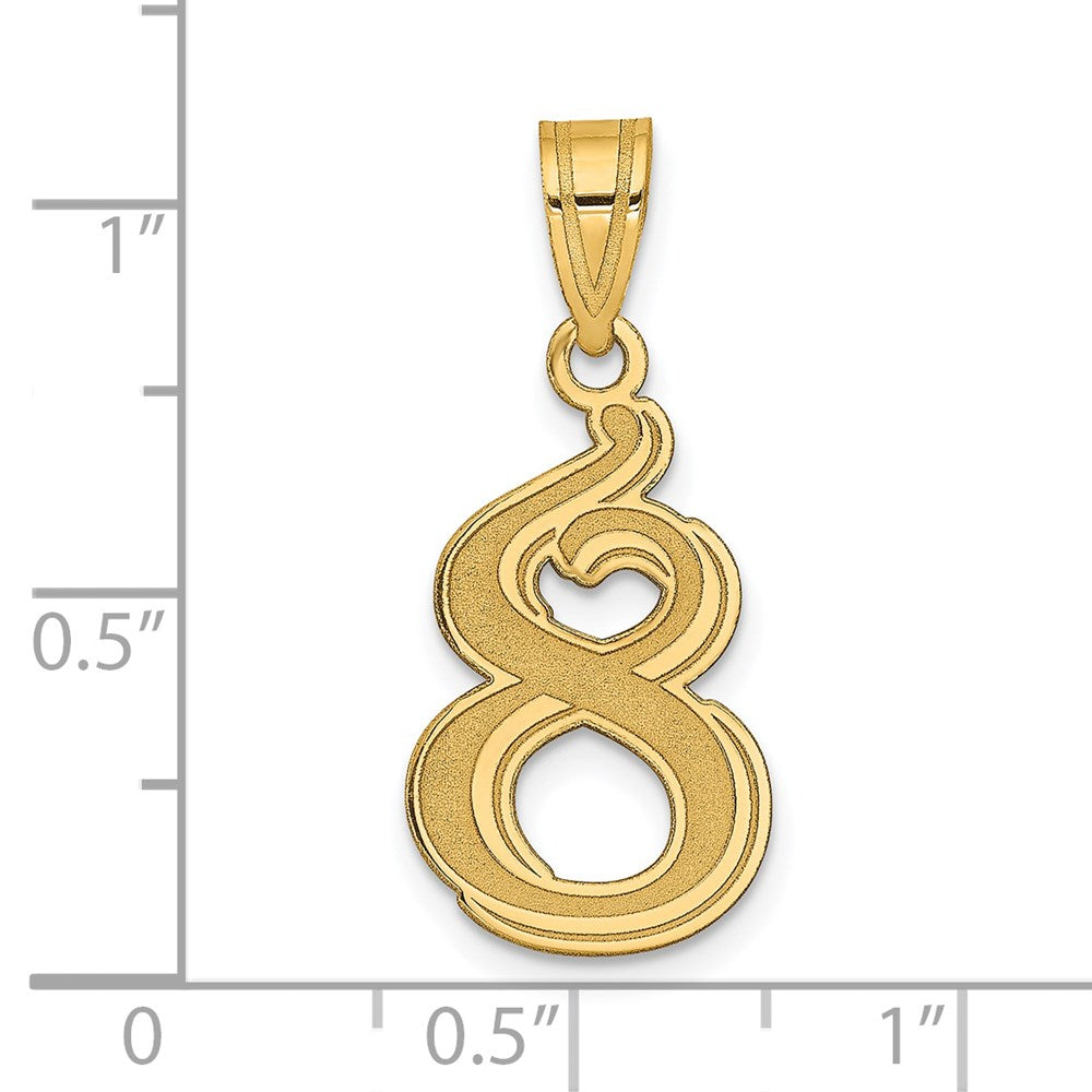 14K Gelbgold 14K Poliert Geätzt Zahl 8 Anhänger