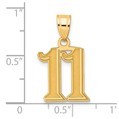 14K Gelbgold Polierter Geätzter Anhänger Zahl 11