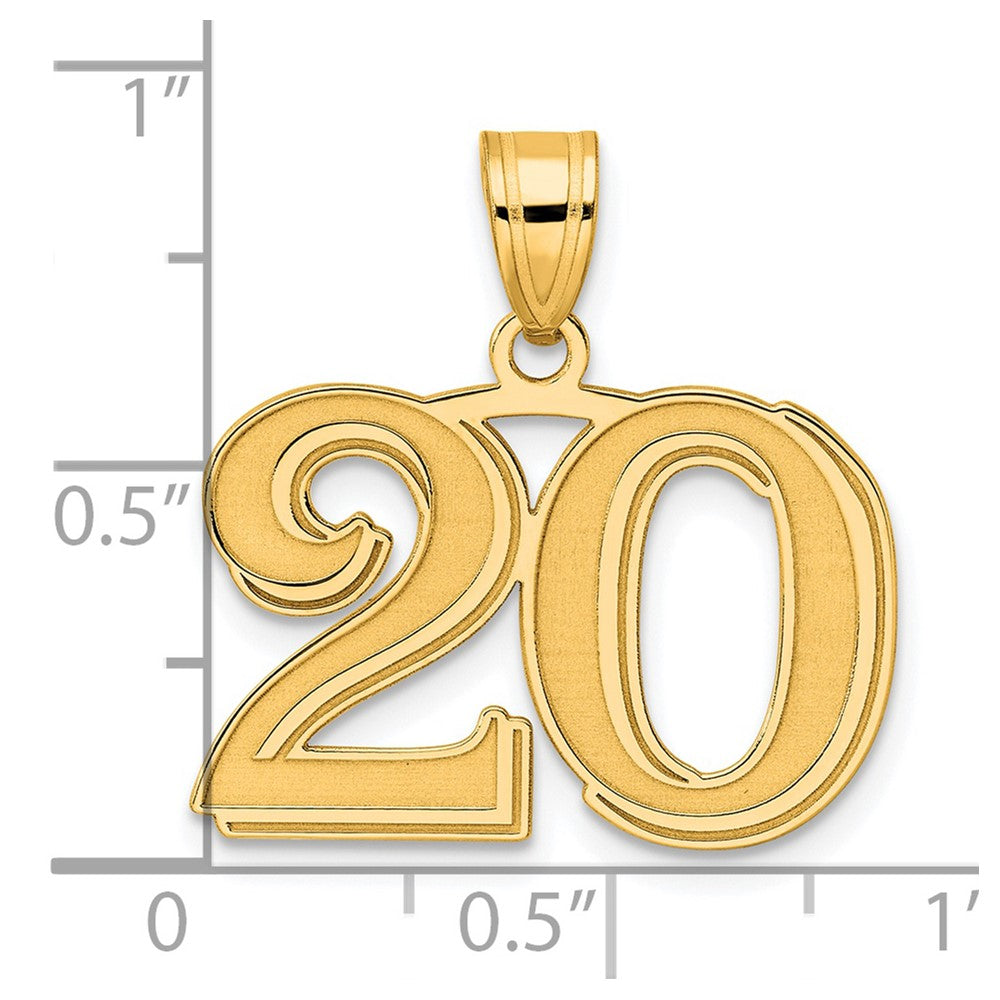 14K Gelbgold Anhänger, poliert, geätzt, Zahl 20