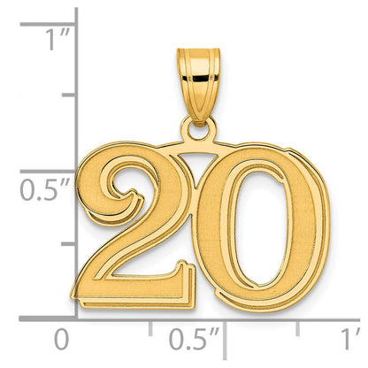 14K Gelbgold Anhänger, poliert, geätzt, Zahl 20