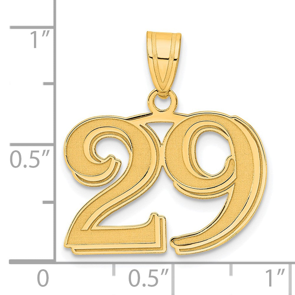 14K Gelbgold Anhänger, poliert, geätzt, Zahl 29