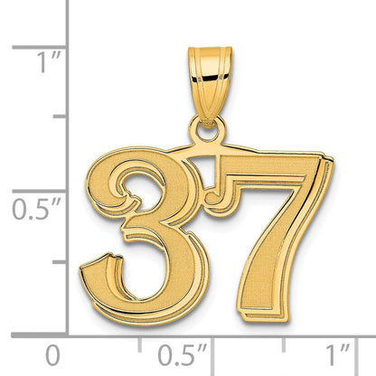 14K Gelbgold Anhänger mit Zahl 37, poliert und geätzt