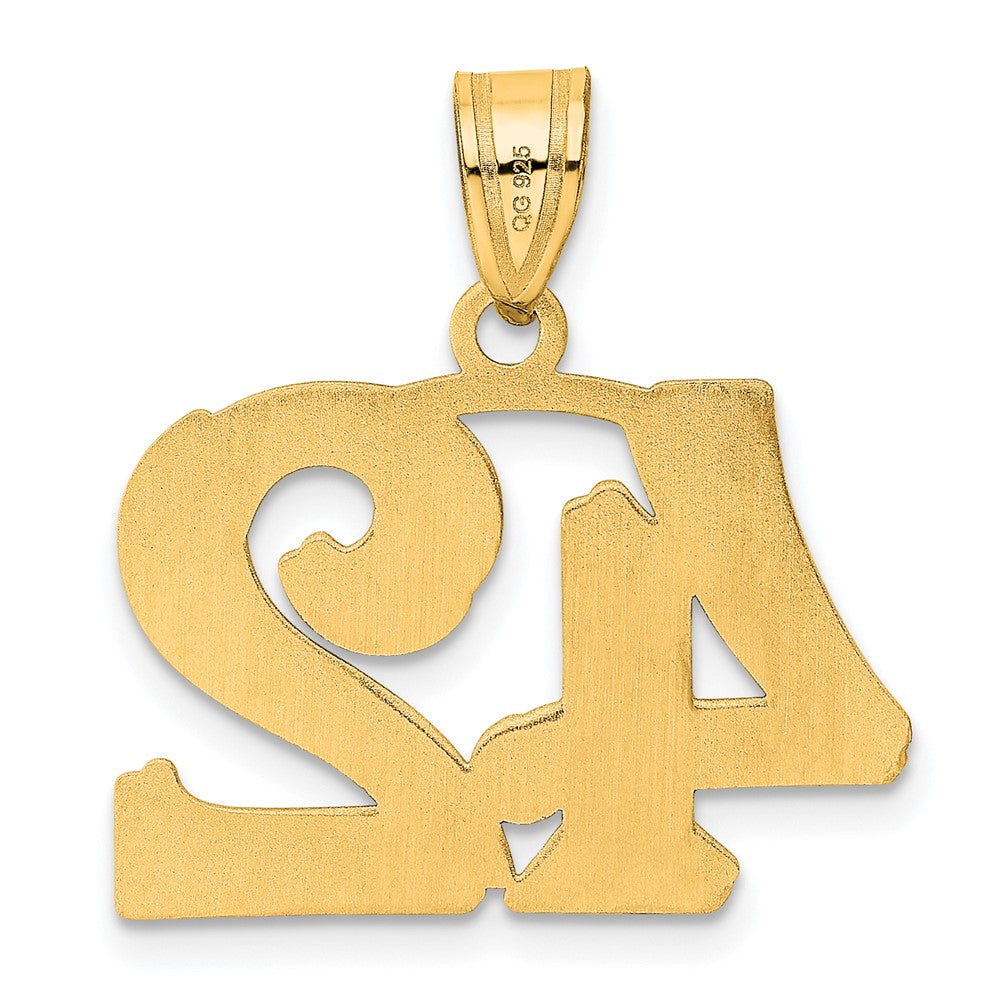14K Gelbgold polierter geätzter Anhänger „Zahl 42“