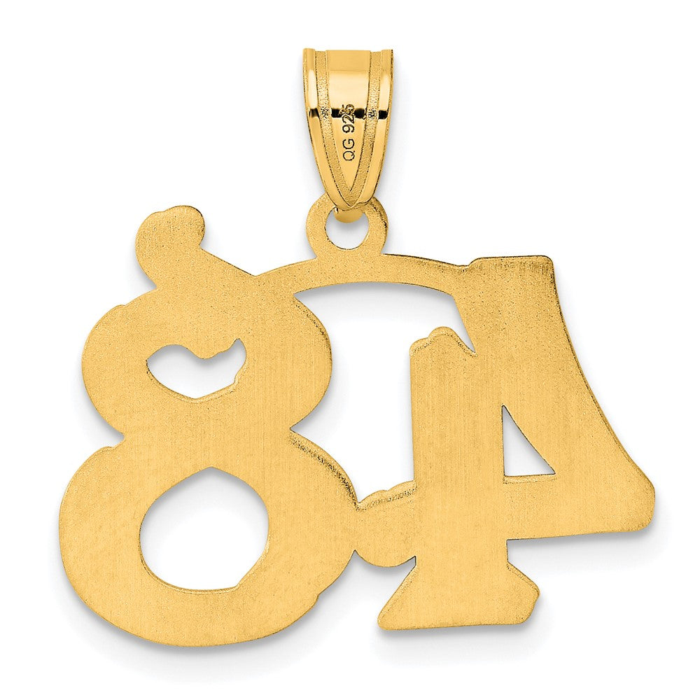 14K Gelbgold Polierter Geätzter Anhänger Zahl 48