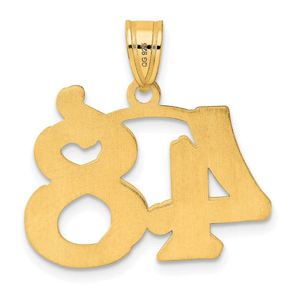 14K Gelbgold Polierter Geätzter Anhänger Zahl 48