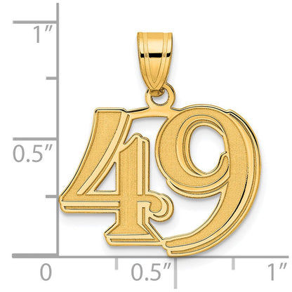 14K Gelbgold Anhänger, poliert, geätzt, Zahl 49