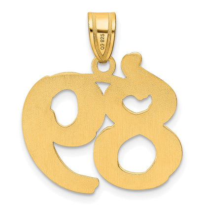 14K Gelbgold polierter geätzter Anhänger Nummer 89