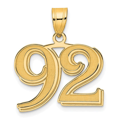 14K Gelbgold Anhänger mit Zahl 92, poliert und geätzt