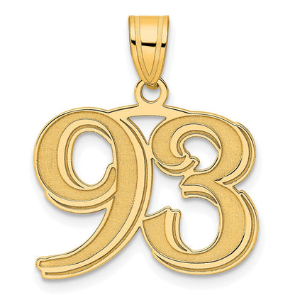 14K Gelbgold polierter geätzter Anhänger Zahl 93