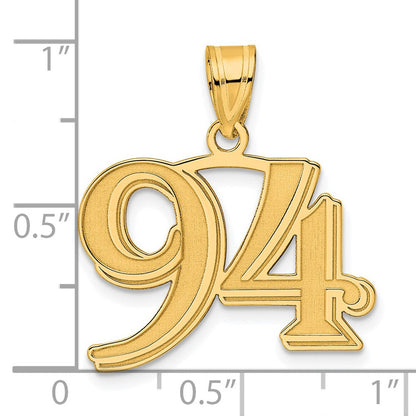 14K Gelbgold Polierter Geätzter Anhänger Zahl 94