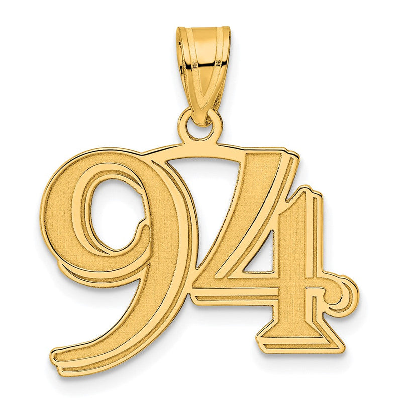 14K Gelbgold Polierter Geätzter Anhänger Zahl 94