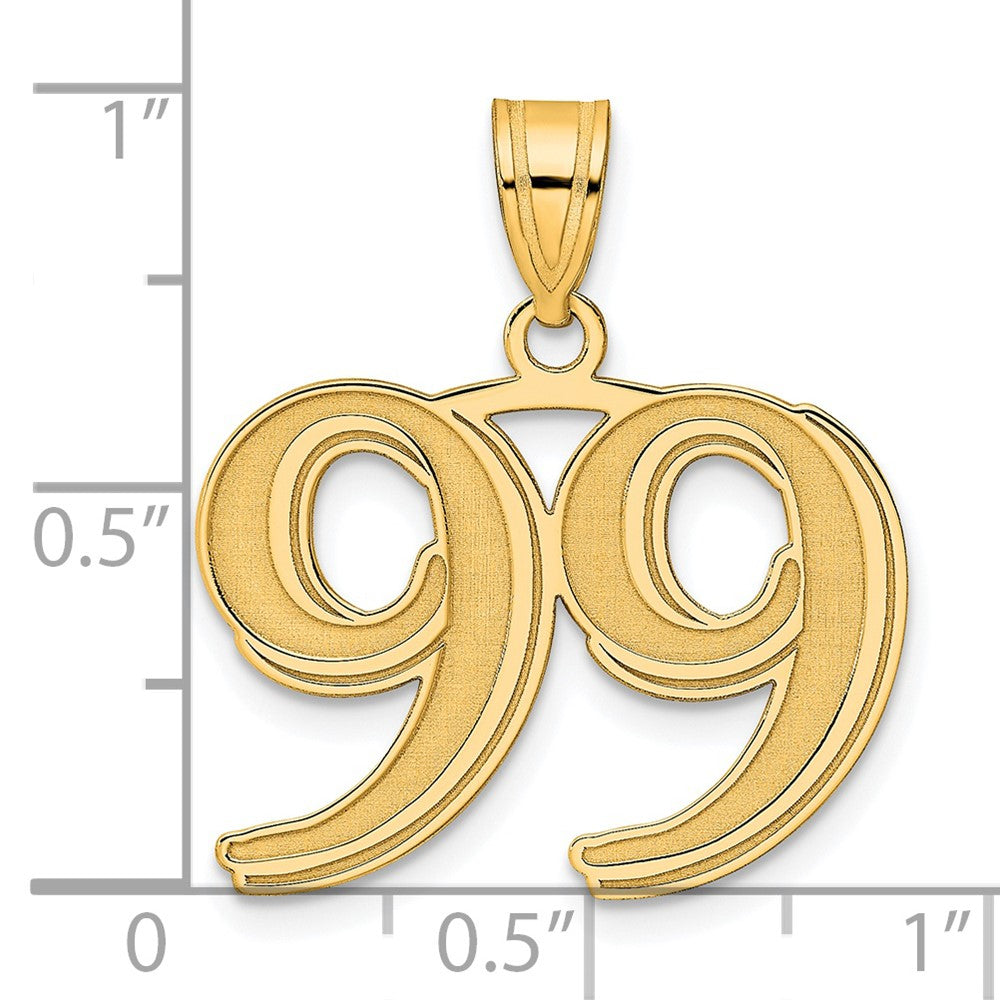 14K Gelbgold Polierter Geätzter Anhänger Zahl 99