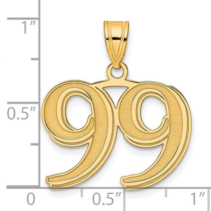14K Gelbgold Polierter Geätzter Anhänger Zahl 99