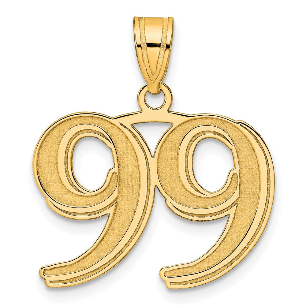 14K Gelbgold Polierter Geätzter Anhänger Zahl 99