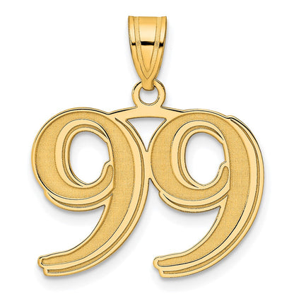 14K Gelbgold Polierter Geätzter Anhänger Zahl 99