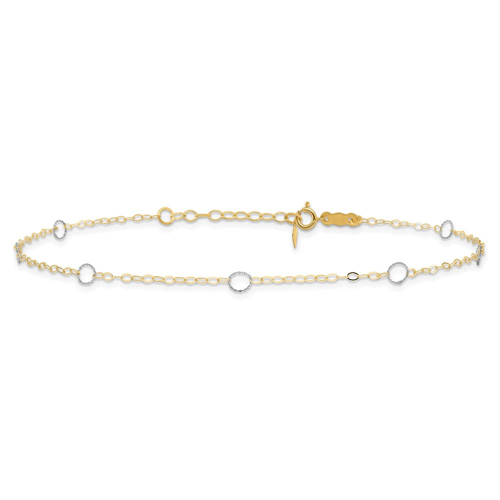 14K Bicolor Kreis 10 Zoll Plus 1 Zoll Verlängerung Fußkettchen