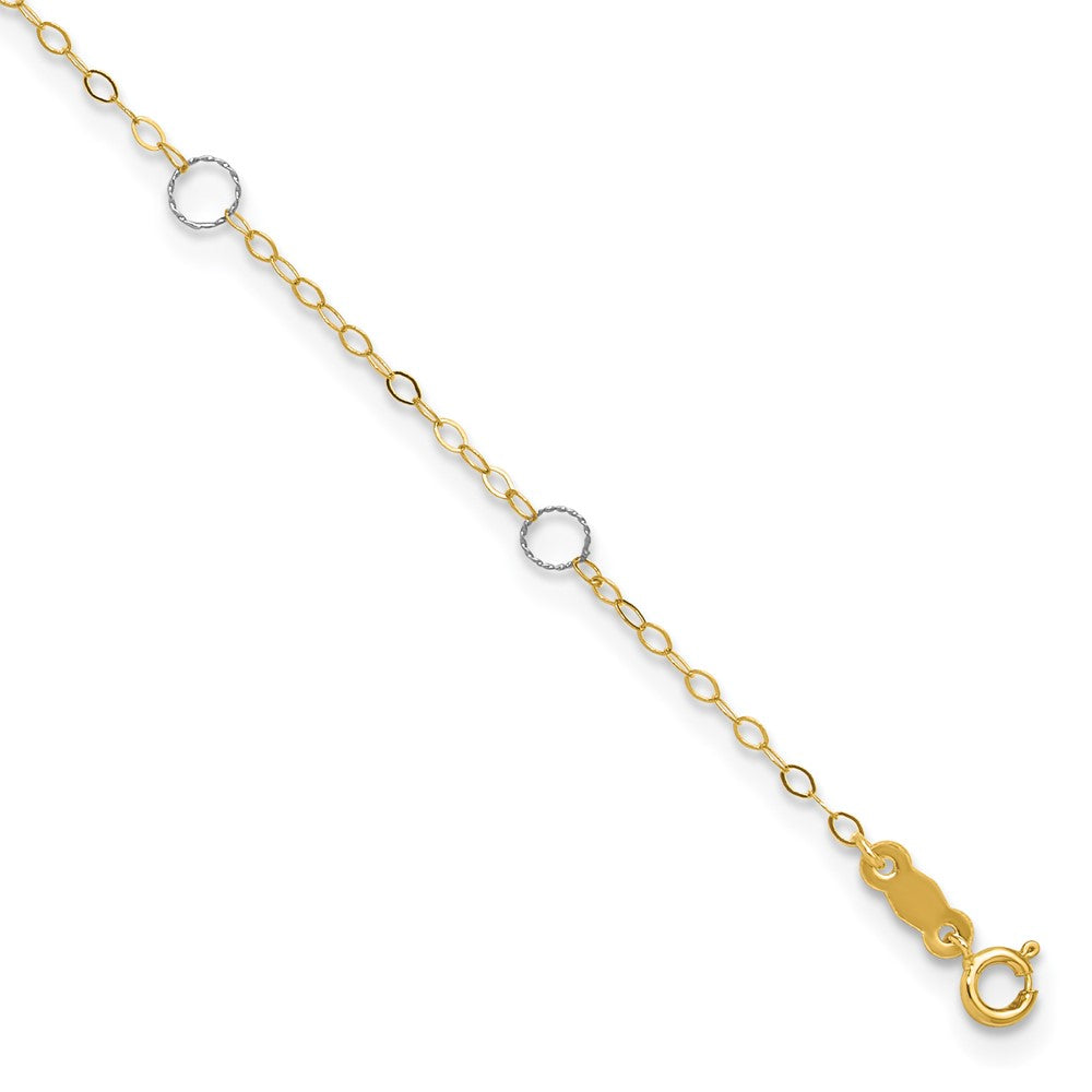 14K Bicolor Kreis 10 Zoll Plus 1 Zoll Verlängerung Fußkettchen