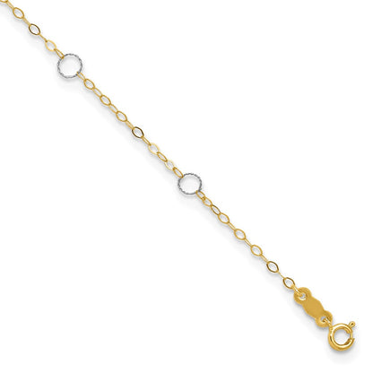 14K Bicolor Kreis 10 Zoll Plus 1 Zoll Verlängerung Fußkettchen