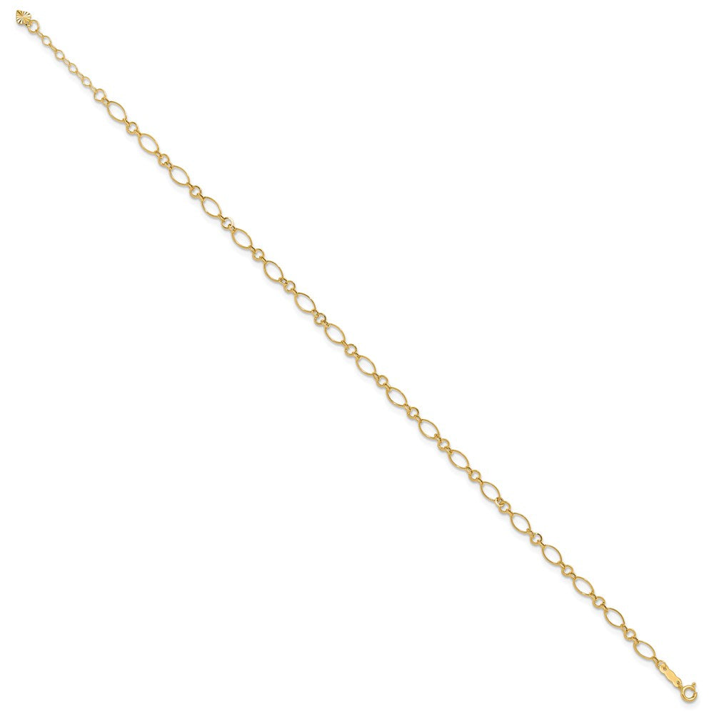 14K Gelbgold Fantasieglieder mit Verlängerung Kette Fußkettchen