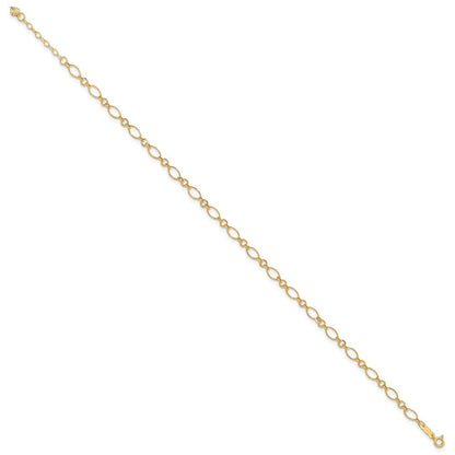 14K Gelbgold Fantasieglieder mit Verlängerung Kette Fußkettchen