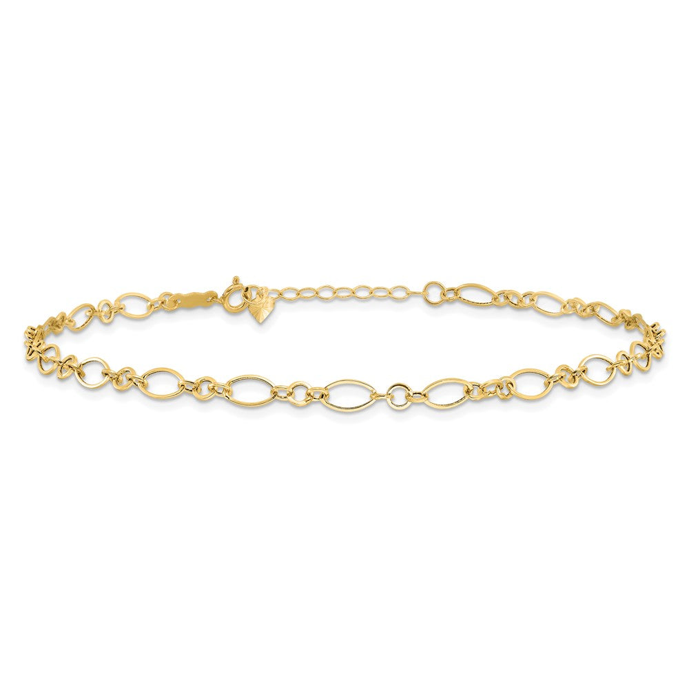 14K Gelbgold Fantasieglieder mit Verlängerung Kette Fußkettchen