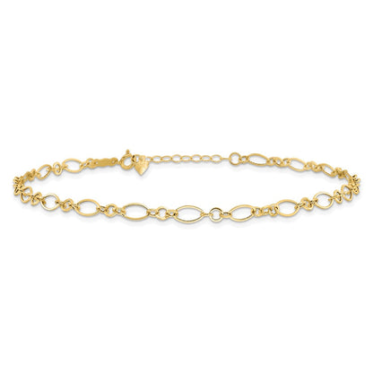 14K Gelbgold Fantasieglieder mit Verlängerung Kette Fußkettchen