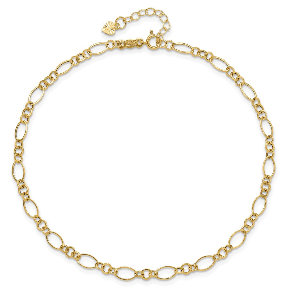 14K Gelbgold Fantasieglieder mit Verlängerung Kette Fußkettchen