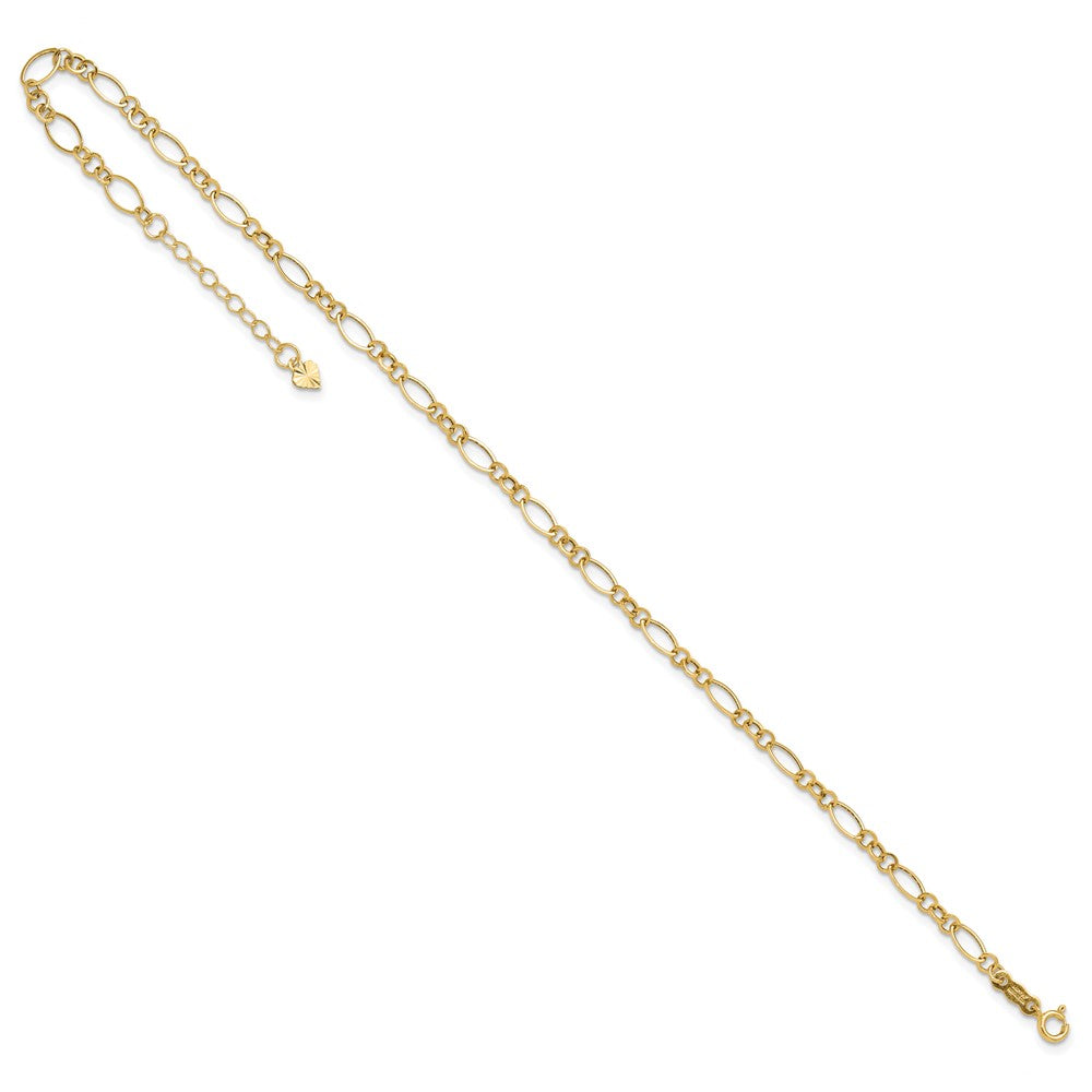 14K Gelbgold Fantasieglieder mit Verlängerung Kette Fußkettchen