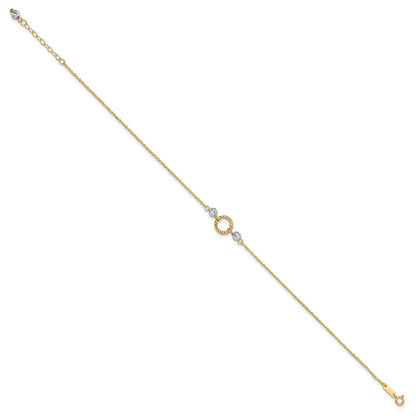14K Bicolor Kreis und Perle 9 Zoll Plus 1 Zoll Verlängerung. Fußkettchen