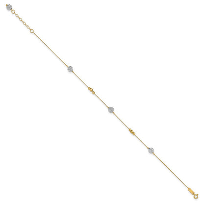 14K Bicolor Perlen 9 Zoll Plus 1 Zoll Verlängerung. Fußkettchen