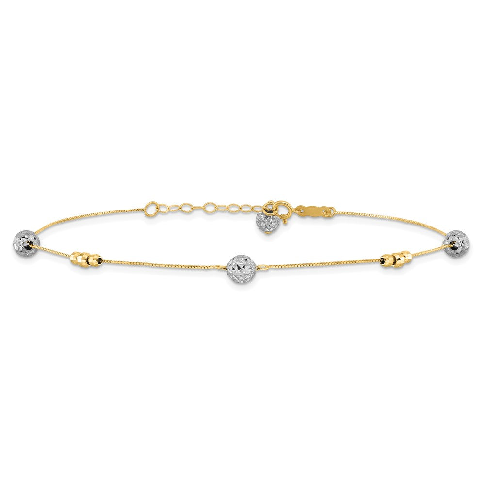 14K Bicolor Perlen 9 Zoll Plus 1 Zoll Verlängerung. Fußkettchen
