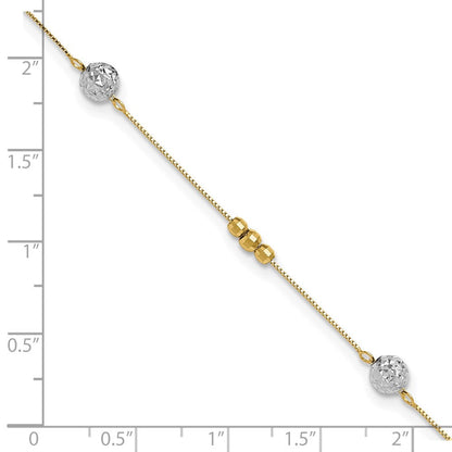 14K Bicolor Perlen 9 Zoll Plus 1 Zoll Verlängerung. Fußkettchen