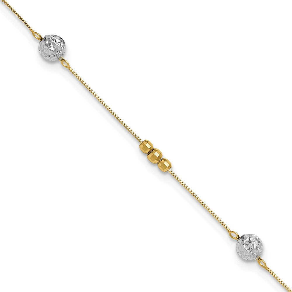 14K Bicolor Perlen 9 Zoll Plus 1 Zoll Verlängerung. Fußkettchen