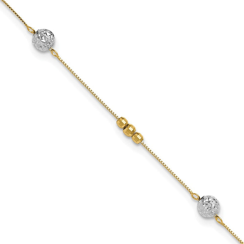 14K Bicolor Perlen 9 Zoll Plus 1 Zoll Verlängerung. Fußkettchen