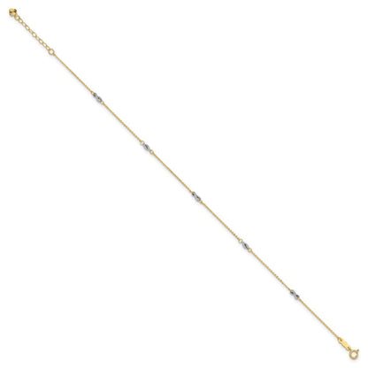 14K Bicolor Fantasie 9 Zoll Plus 1 Zoll Verlängerung Fußkettchen