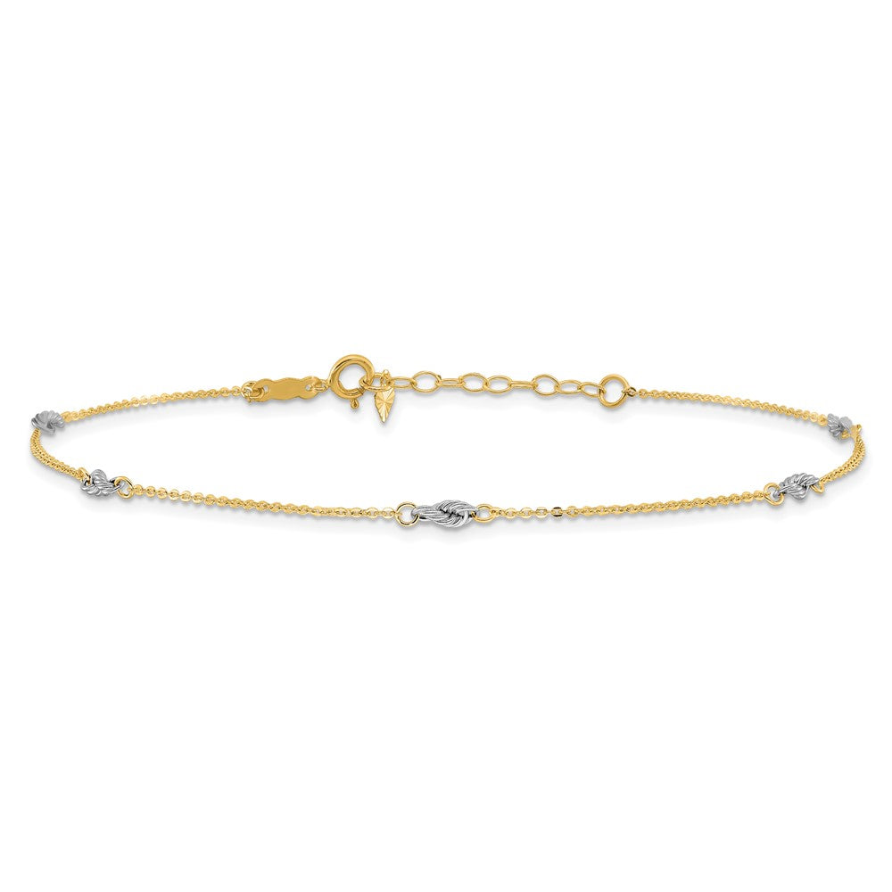 14K Bicolor Fantasie 9 Zoll Plus 1 Zoll Verlängerung Fußkettchen