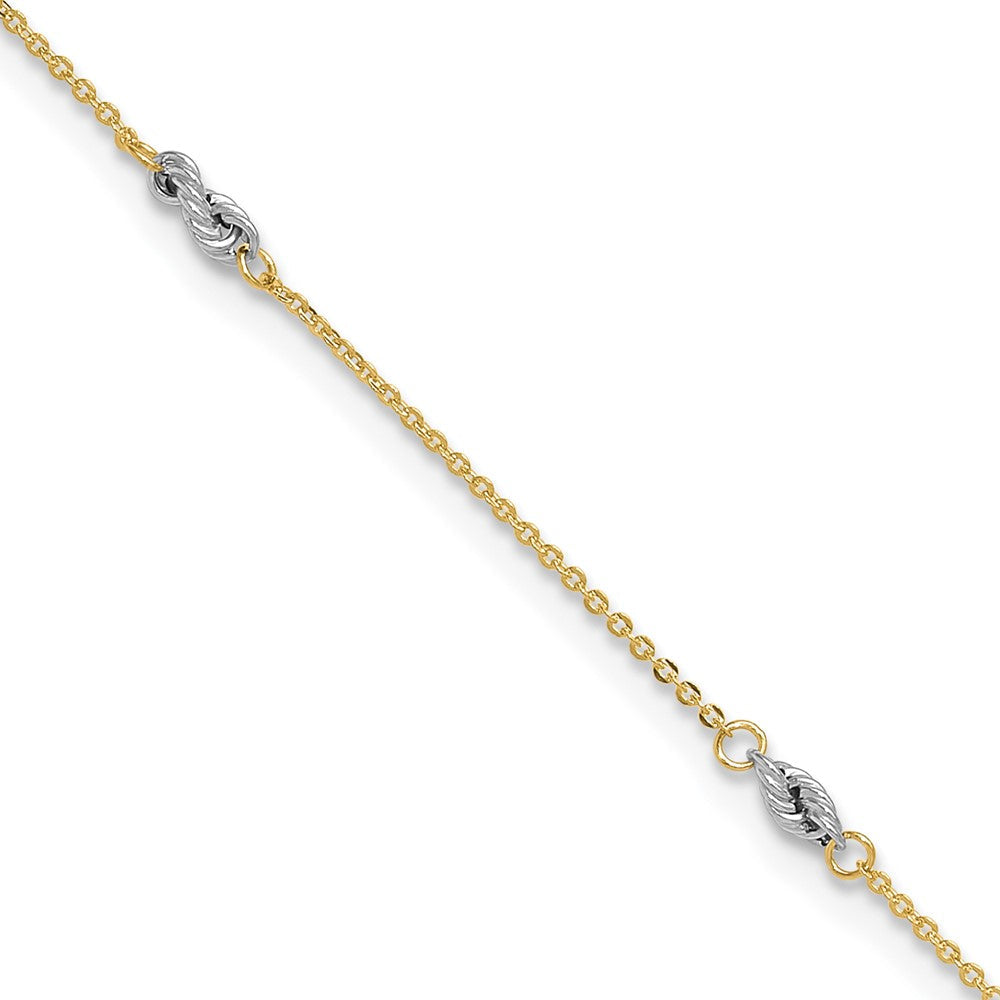 14K Bicolor Fantasie 9 Zoll Plus 1 Zoll Verlängerung Fußkettchen