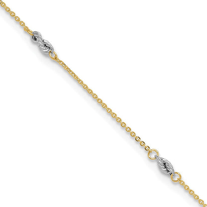 14K Bicolor Fantasie 9 Zoll Plus 1 Zoll Verlängerung Fußkettchen