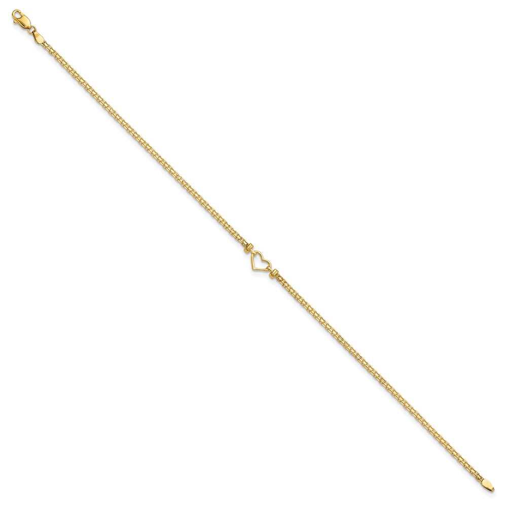 14K Gelbgold Poliert Offen-heart Kette Fußkettchen