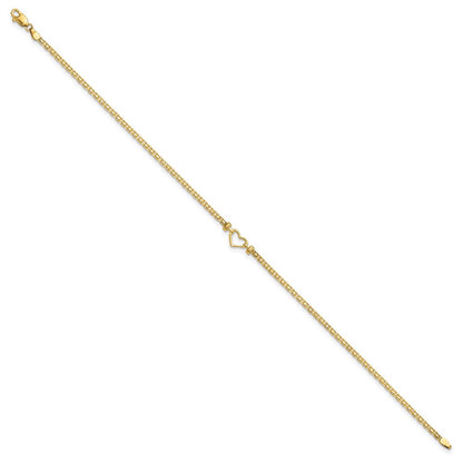 14K Gelbgold Poliert Offen-heart Kette Fußkettchen