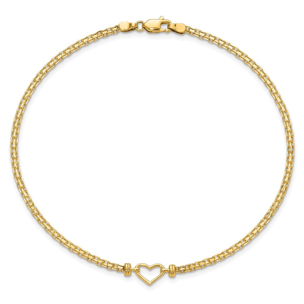14K Gelbgold Poliert Offen-heart Kette Fußkettchen