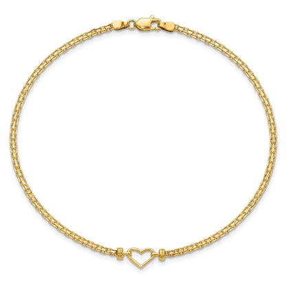 14K Gelbgold Poliert Offen-heart Kette Fußkettchen